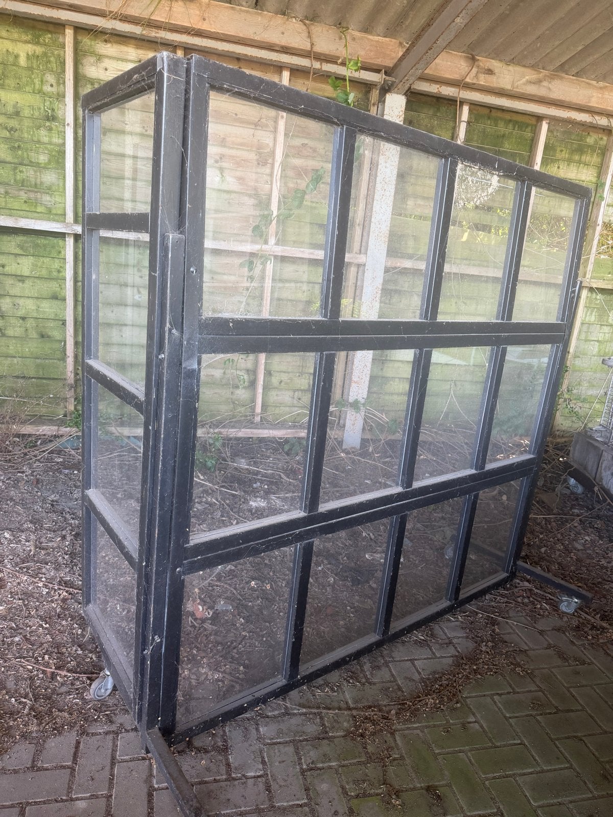 Verrijdbaar windscherm (2 stuks) van hout en plexiglas, Tuin en Terras, Ophalen, Gebruikt, 100 tot 150 cm, 150 tot 200 cm