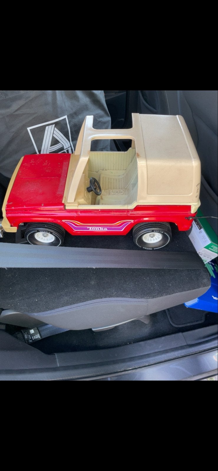 Vintage Tonka Jeep Speelgoedauto Rood/Beige, Ophalen, Gebruikt