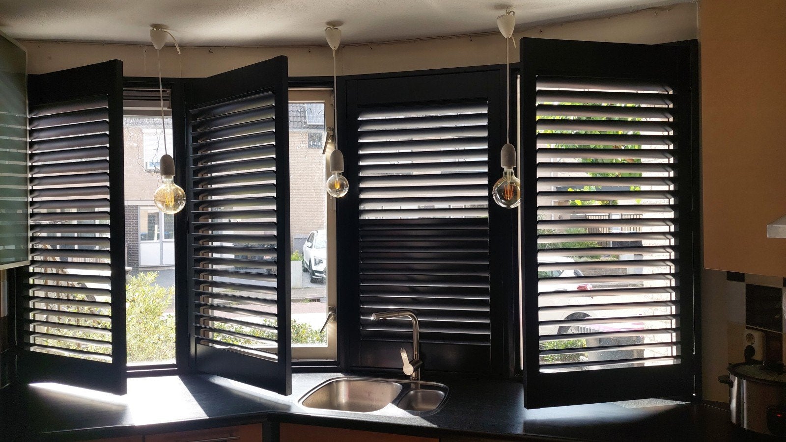 Set van 4 zwarte Blend shutters - 295.5x135.5 cm, Ophalen