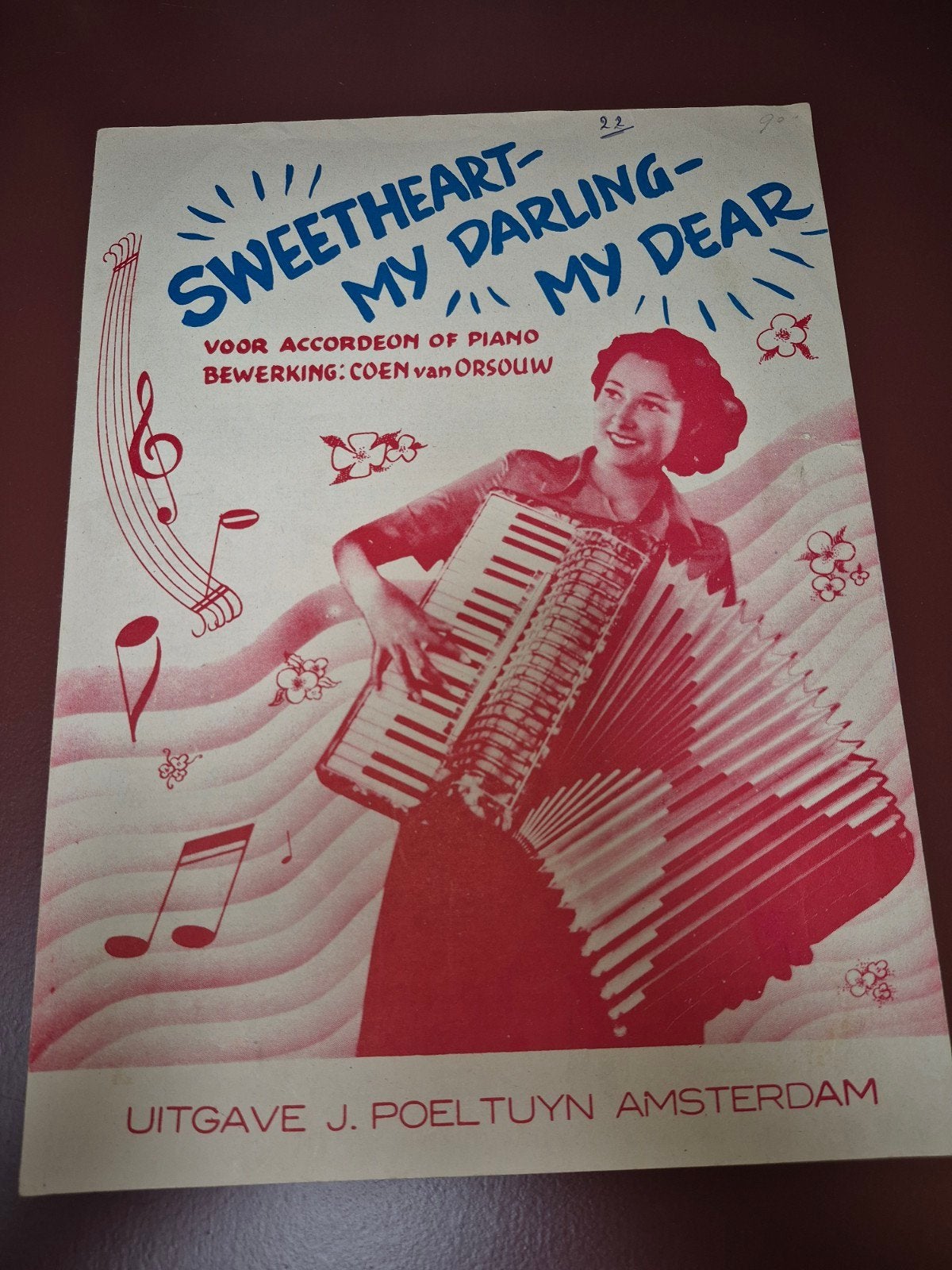 Sweetheart - My Darling - My Dear bladmuziek accordeon, Gebruikt, Accordeon, Ophalen of Verzenden, Artiest of Componist
