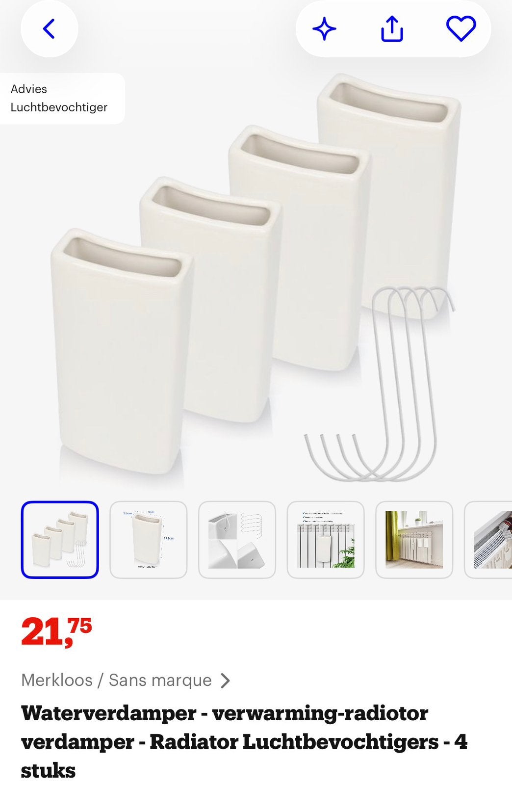 Waterverdamper - verwarming-radiotor verdamper - Radiator, 30 tot 80 cm, Radiator, Nieuw, Minder dan 60 cm