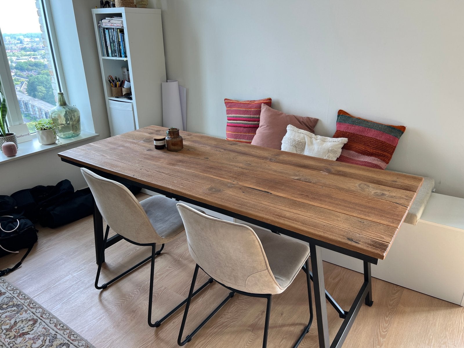 Mooie industriële eettafel Loods 5, Zo goed als nieuw, 150 tot 200 cm, Vier personen, Rechthoekig