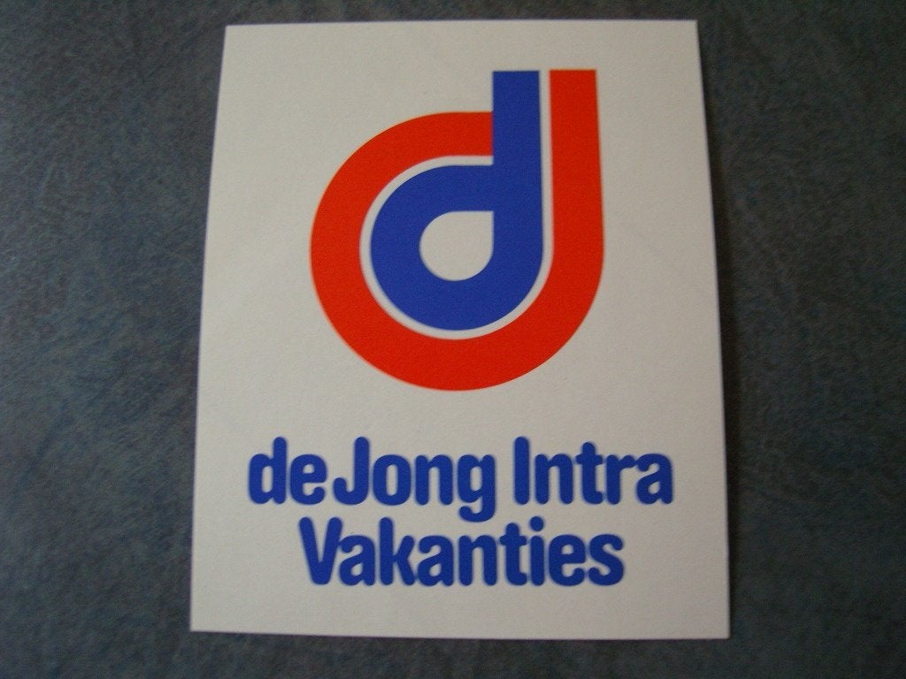 sticker logo de jong intra vakanties, Ophalen, Zo goed als nieuw