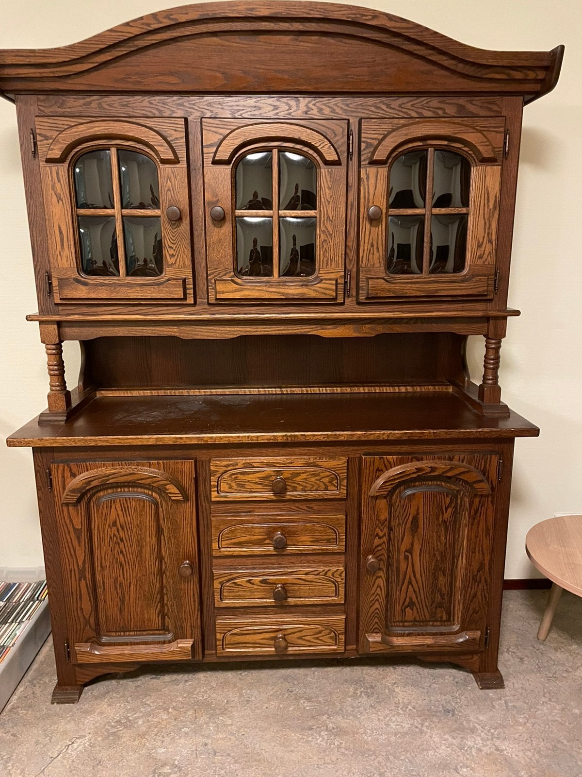 Oude eiken kast, Ophalen, Glas, Gebruikt, Met deur(en)