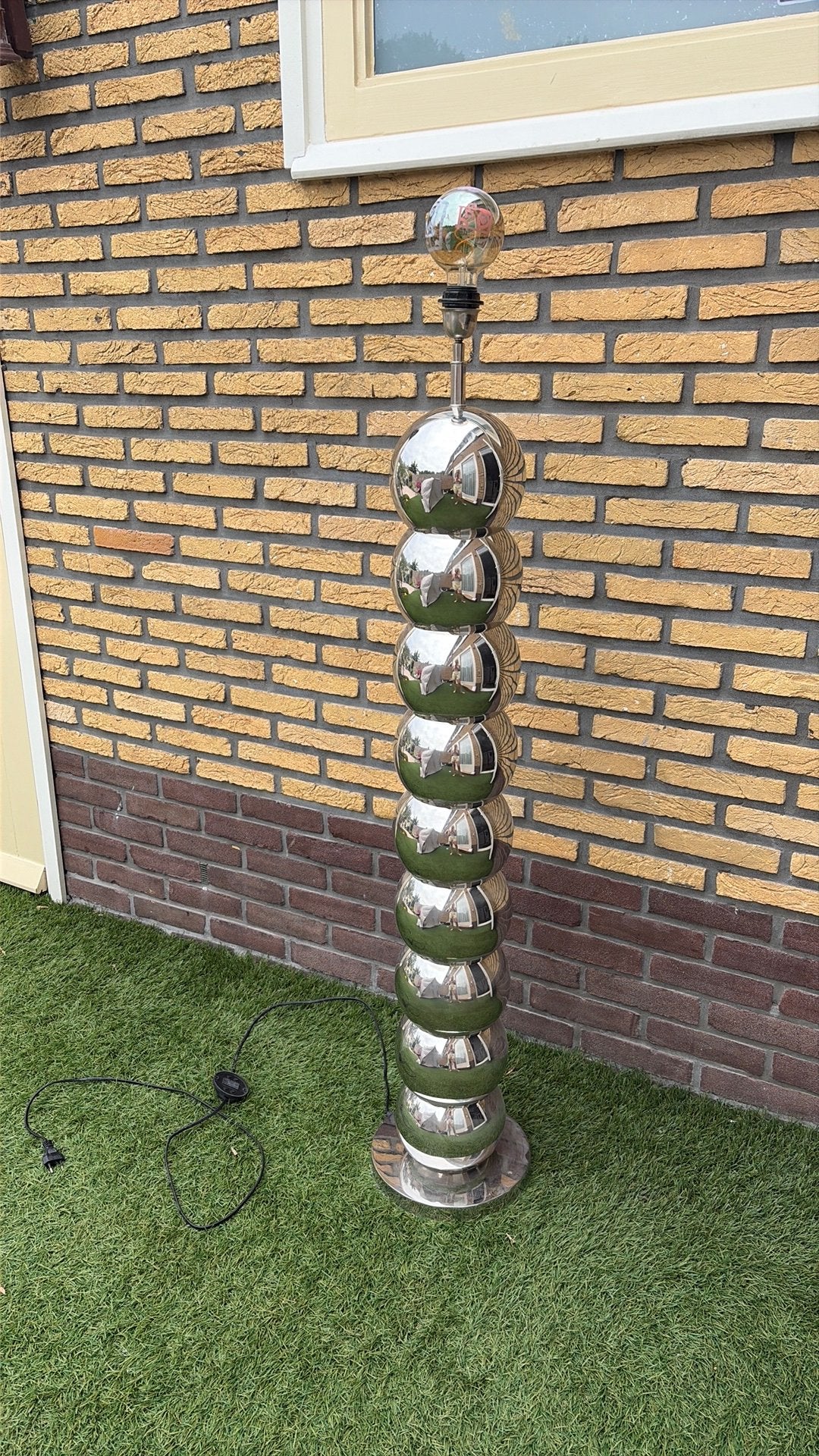 Bollenlamp zilver, Ophalen, 100 tot 150 cm, Metaal, Hotel chique