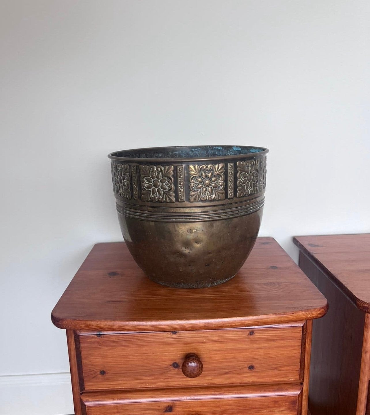 Koperen Jugendstil -  C K Kurz & Co Tiel plantenpot, Tuin en Terras, Bloempotten, Ophalen, Rond, Minder dan 25 cm, Minder dan 40 cm