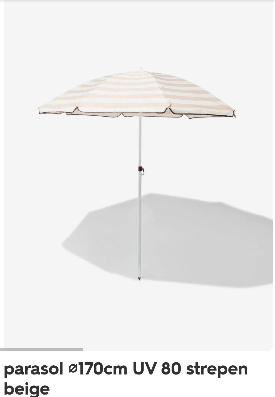 parasol plus voet voor strand, Tuin en Terras, Parasols, Ophalen, 1 tot 2 meter, Strandparasol
