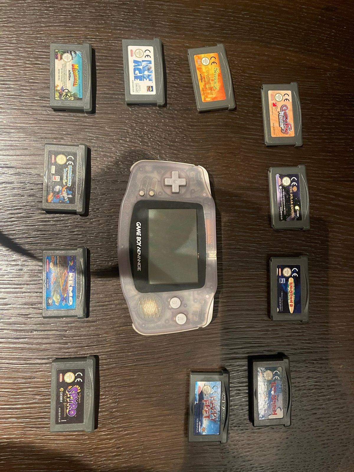 Game Boy Advance met 10 games - Transparant, Spelcomputers en Games, Spelcomputers | Nintendo Game Boy, Ophalen of Verzenden, Gebruikt