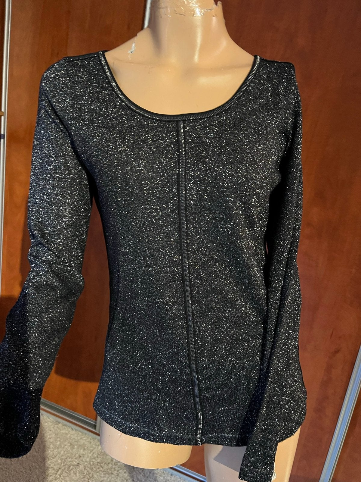 CLAUDIA STRATER Zwarte Glitter Top Lange Mouw Maat M, Maat 38/40 (M), Zwart, Nieuw, Ophalen of Verzenden