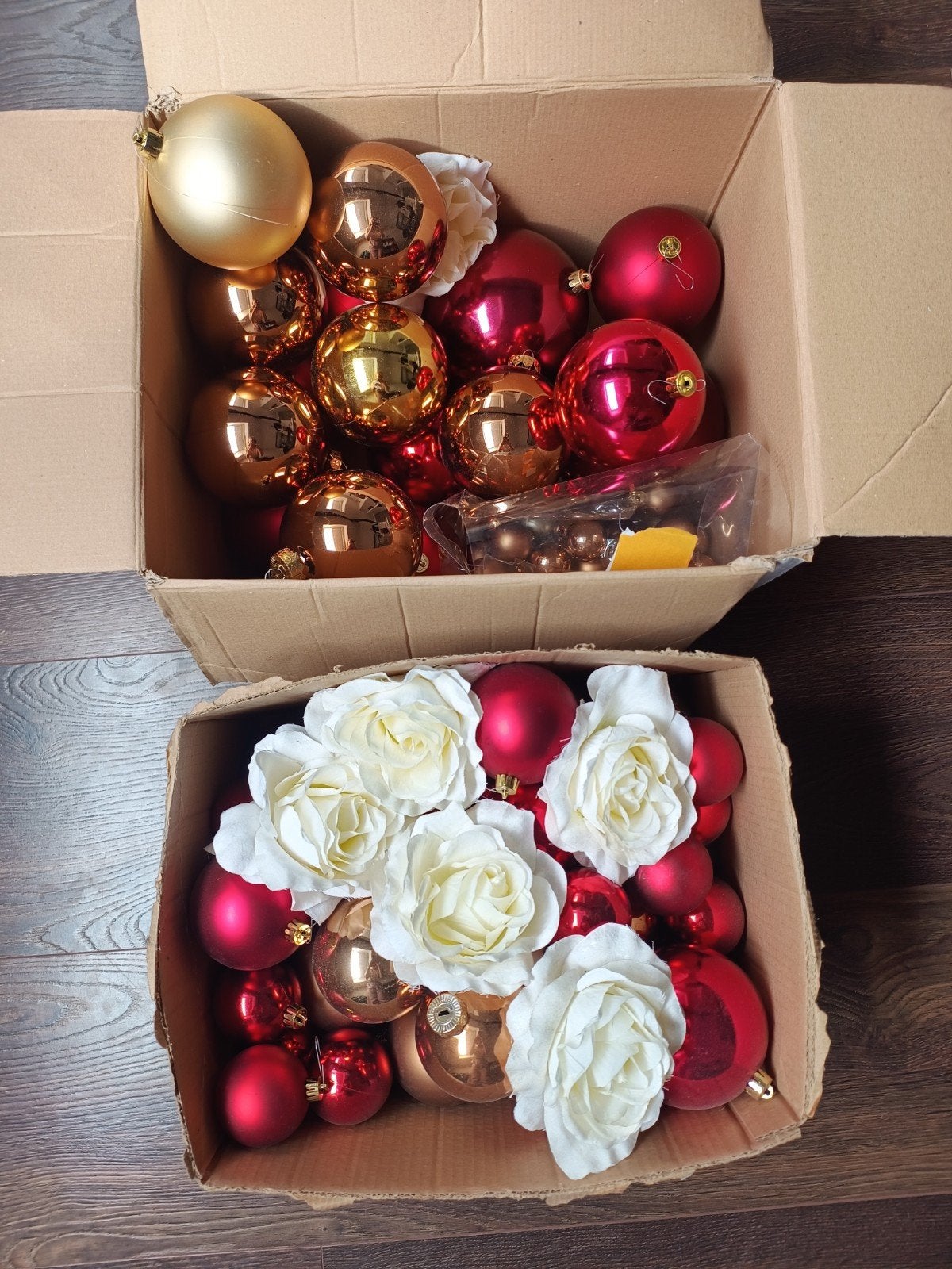 Kerstversiering wit, rood en brons assorti, Diversen, Ophalen, Zo goed als nieuw