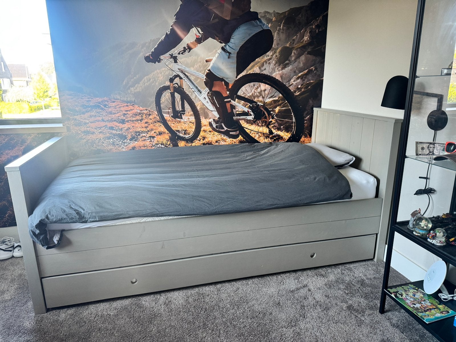 Houten Bopita eenpersoons bed + onderschuiflade, Ophalen, 90 cm, Eenpersoons, Zo goed als nieuw