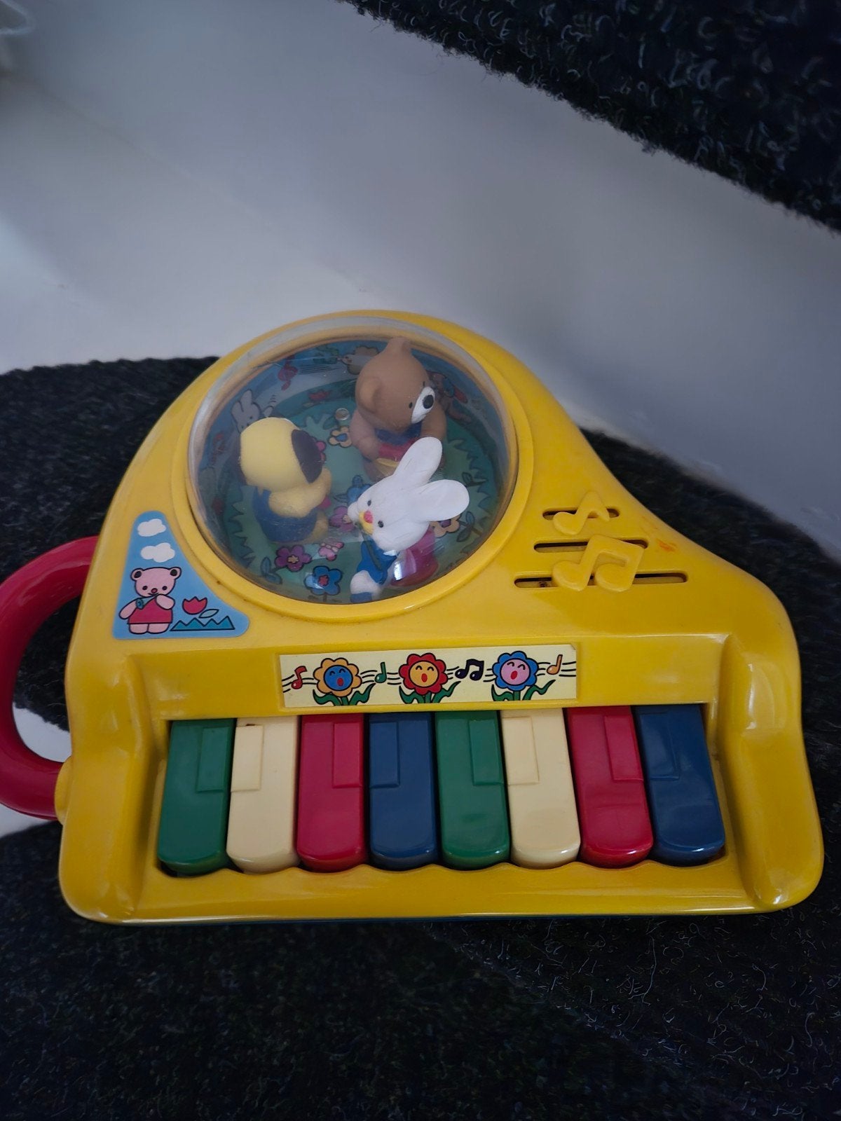 Vrolijk baby speelgoed piano met geluid en figuren, Ophalen of Verzenden, Gebruikt, Overige typen, Met geluid