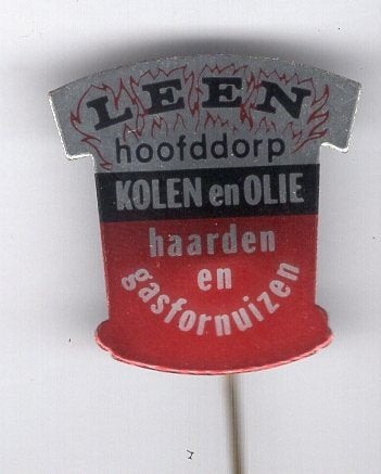 Leen kolen en olie Hoofddorp blik speldje ( C_256), Verzamelen, Ophalen of Verzenden, Zo goed als nieuw, Merk, Speldje of Pin