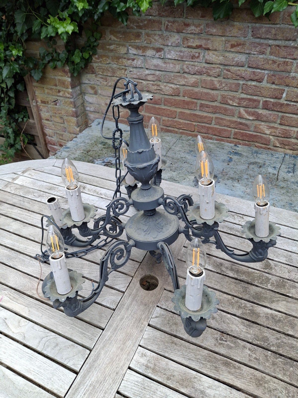 Kroonluchter 9 armen - Echte eyecatcher!, Ophalen, Gebruikt, Metaal, Klassiek, Elegant