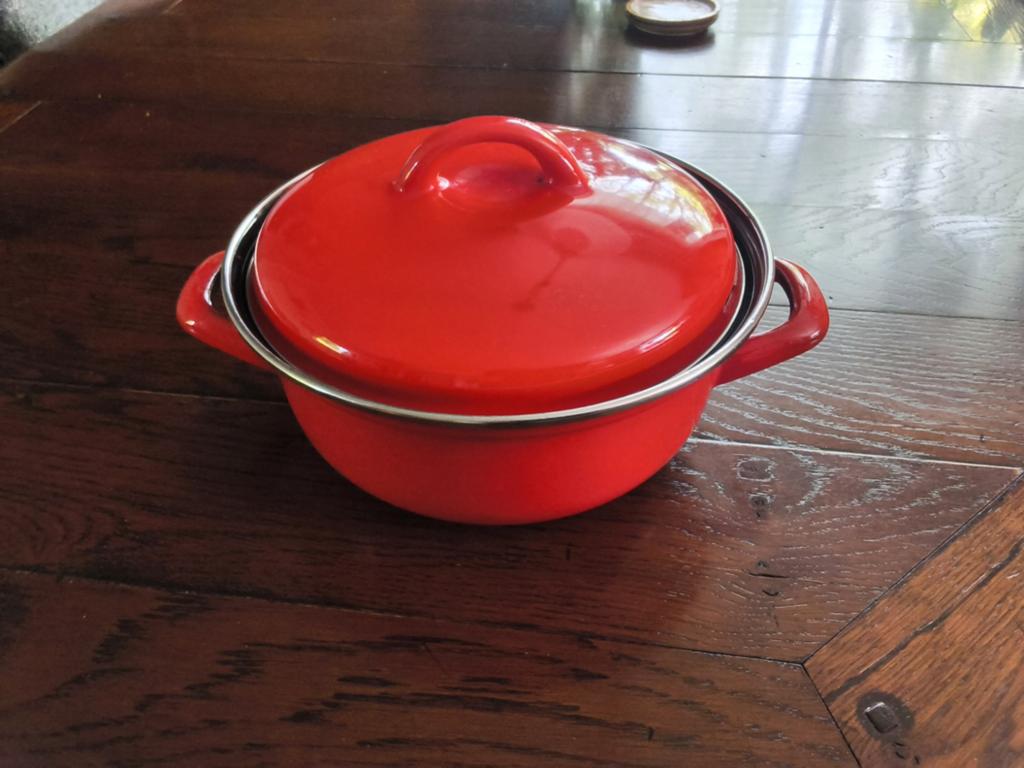 Kleine geëmailleerde braadpan, Ophalen of Verzenden, Zo goed als nieuw, Gietijzer, Koekenpan of Braadpan