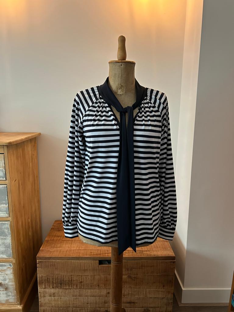 Studio Anneloes Lola Stripe Blouse - Off White/Dark Blue - M, Kleding | Dames, Ophalen of Verzenden, Zo goed als nieuw, Maat 38/40 (M)