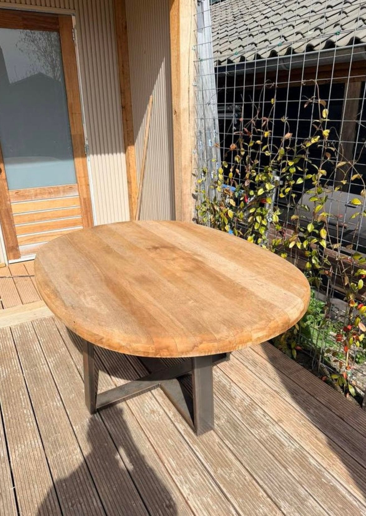 TEGEN ELK AANNEMELIJK BOD: Eikenhouten eettafel, Ophalen, 50 tot 100 cm, Zo goed als nieuw, 150 tot 200 cm