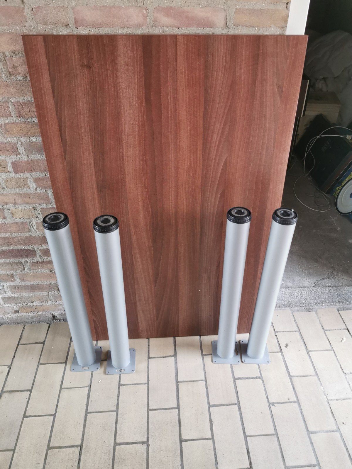 Tafelblad met 4 poten, Overige houtsoorten, Gebruikt, 100 tot 150 cm, Vier personen