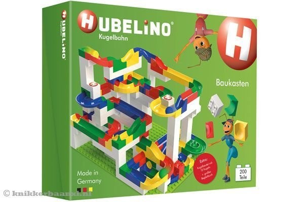 Hubelino knikkerbaan met extra Duplo en grondplaat, Ophalen, Inclusief extra onderdelen, Zo goed als nieuw, Duplo