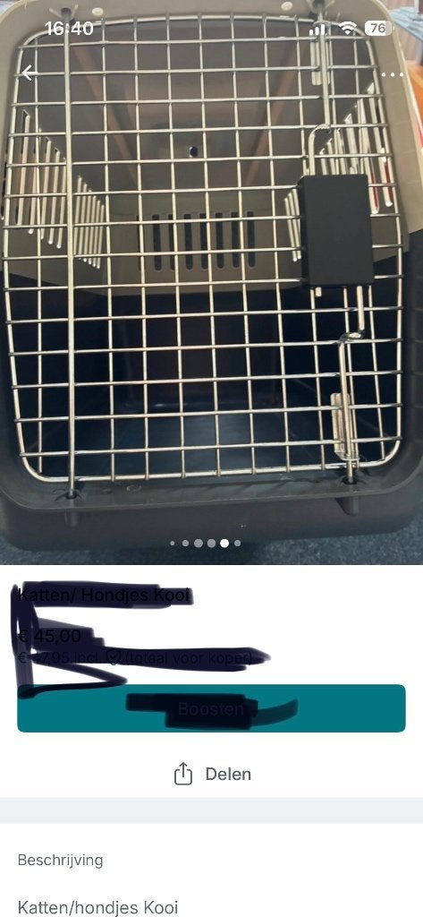 Katten/Honden Kooi, Ophalen, Zo goed als nieuw