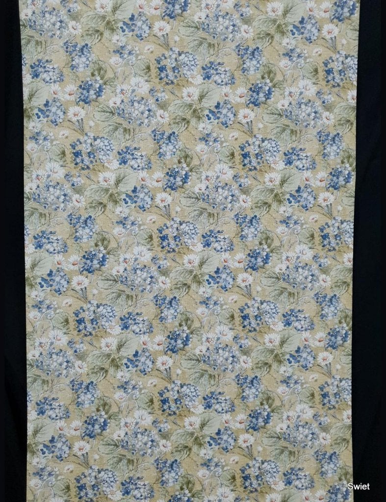 13993 behang blauwe bloemen op jute vintage landelijk swiet, Ophalen of Verzenden, Blauw