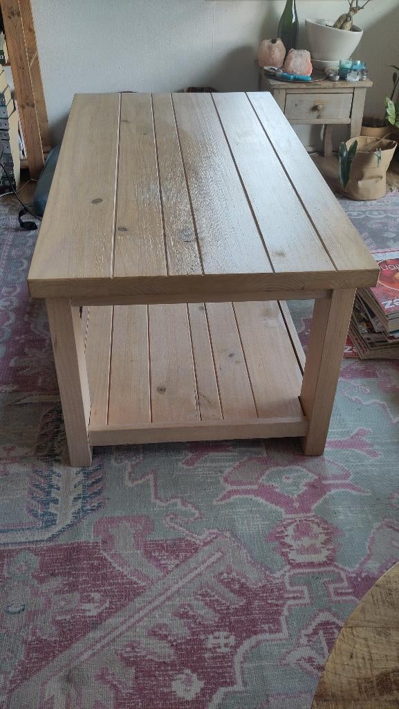 Grenenhouten salontafel, Ophalen, Gebruikt, 100 tot 150 cm, 50 tot 75 cm
