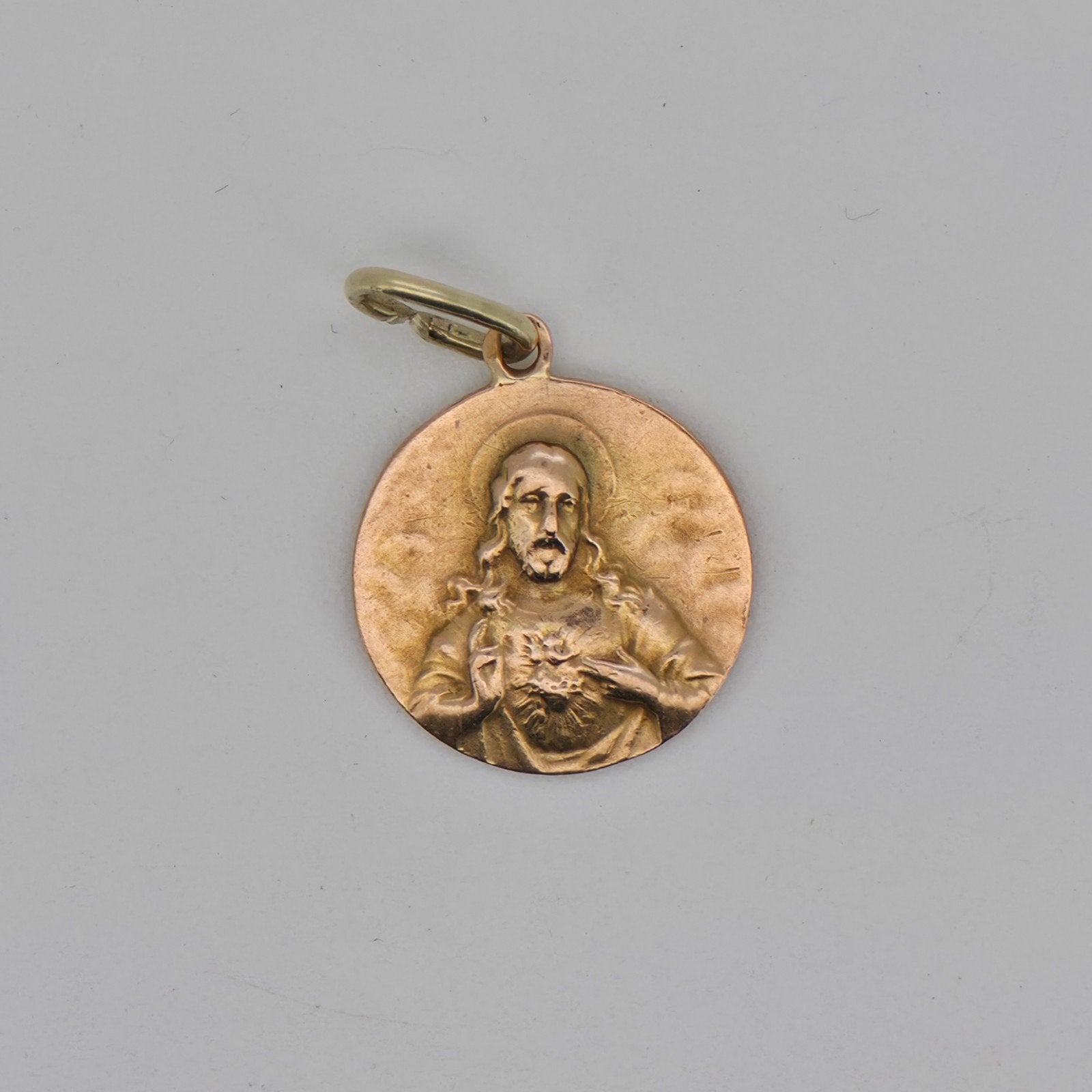 Gouden Hanger 14K (585) met Jezus en Maria, Gebruikt, Overige voorstellingen, Ophalen of Verzenden, Goud