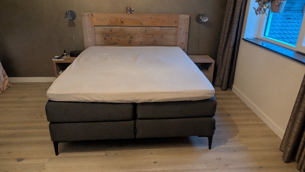 Compleet Karlsson tweepersoonsbed met matrassen en topmatras, Ophalen, Gebruikt, Meerkleurig, Tweepersoons