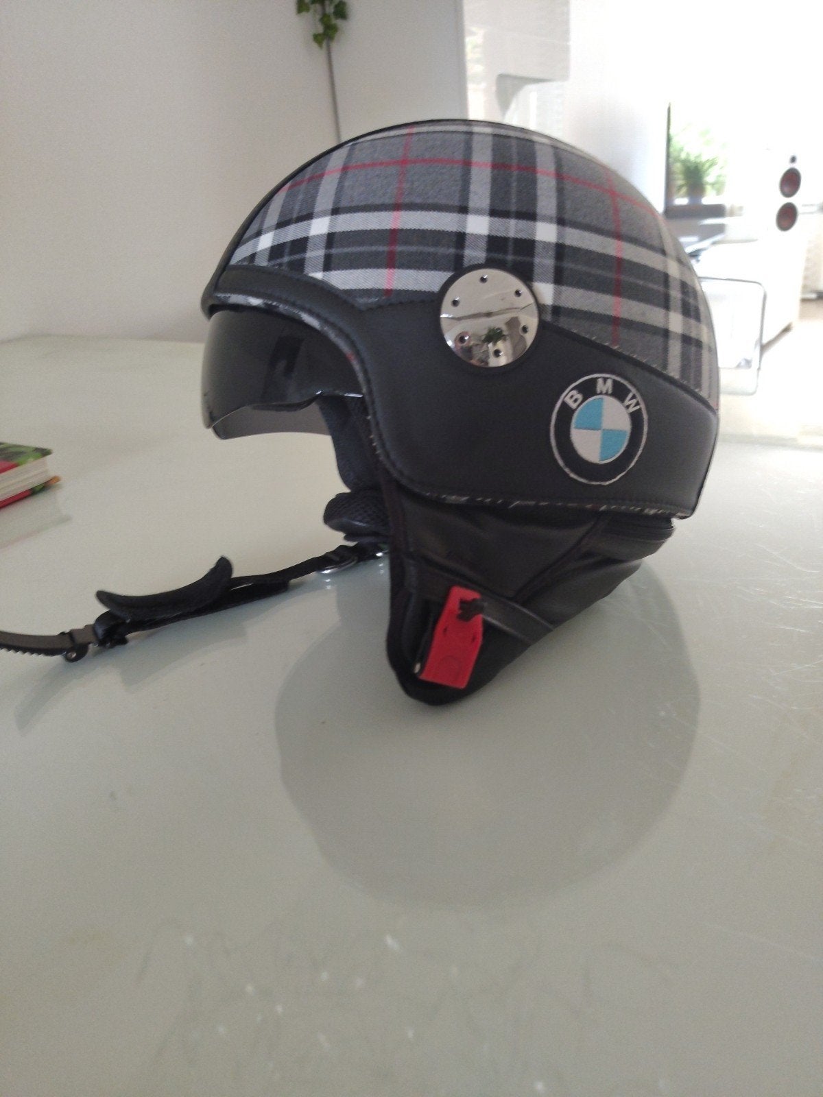 jet helm bijna nieuw quirky bmw logo handgemaakt italiaans, Motoren, Ophalen of Verzenden, L, Jethelm
