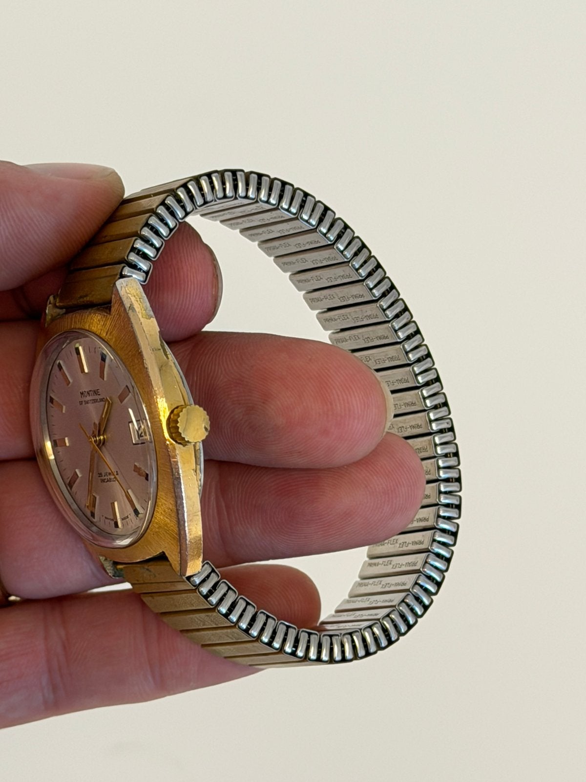 Vintage Montine Switzerland Automatic 25 Jewels Horloge, Overige merken, Staal, Met bandje, Polshorloge