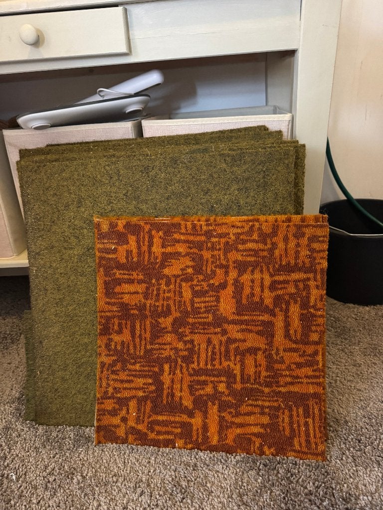 Vintage tapijttegels jaren '60 - Groen en Oranje, Ophalen, Gebruikt, Groen, Tapijttegels