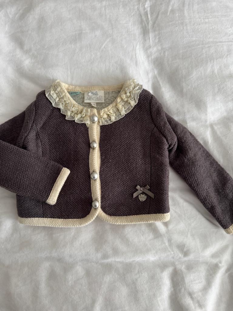 Le Chic wollen vestje/jasje maat 80 bruin, Kinderen en Baby's, Ophalen of Verzenden, Zo goed als nieuw, Meisje, Truitje of Vestje
