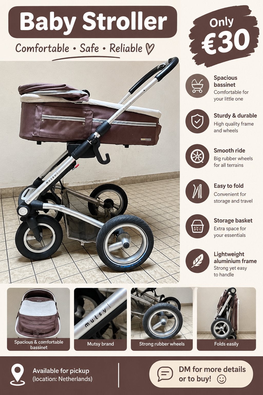 Mutsy 2-in-1 Babywagen / Kinderwagen – 2-in-1 Stroller, Ophalen of Verzenden, Zo goed als nieuw, Mutsy