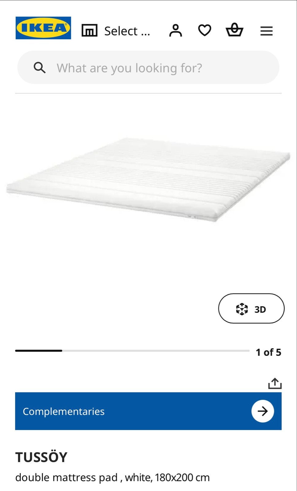 IKEA TUSSÖY Matrastopper Wit 180x200 cm, Ophalen, Matras, 180 cm, 200 cm