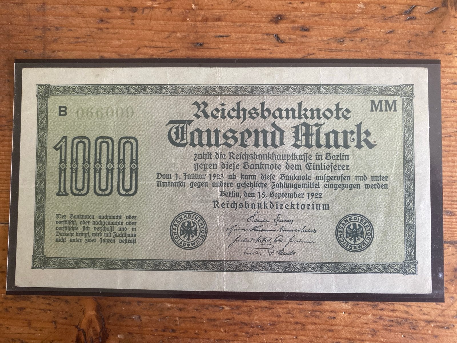 Reichsbanknote 1000 Mark 1922 - Zeldzaam biljet, Ophalen of Verzenden, Euro's, Los biljet