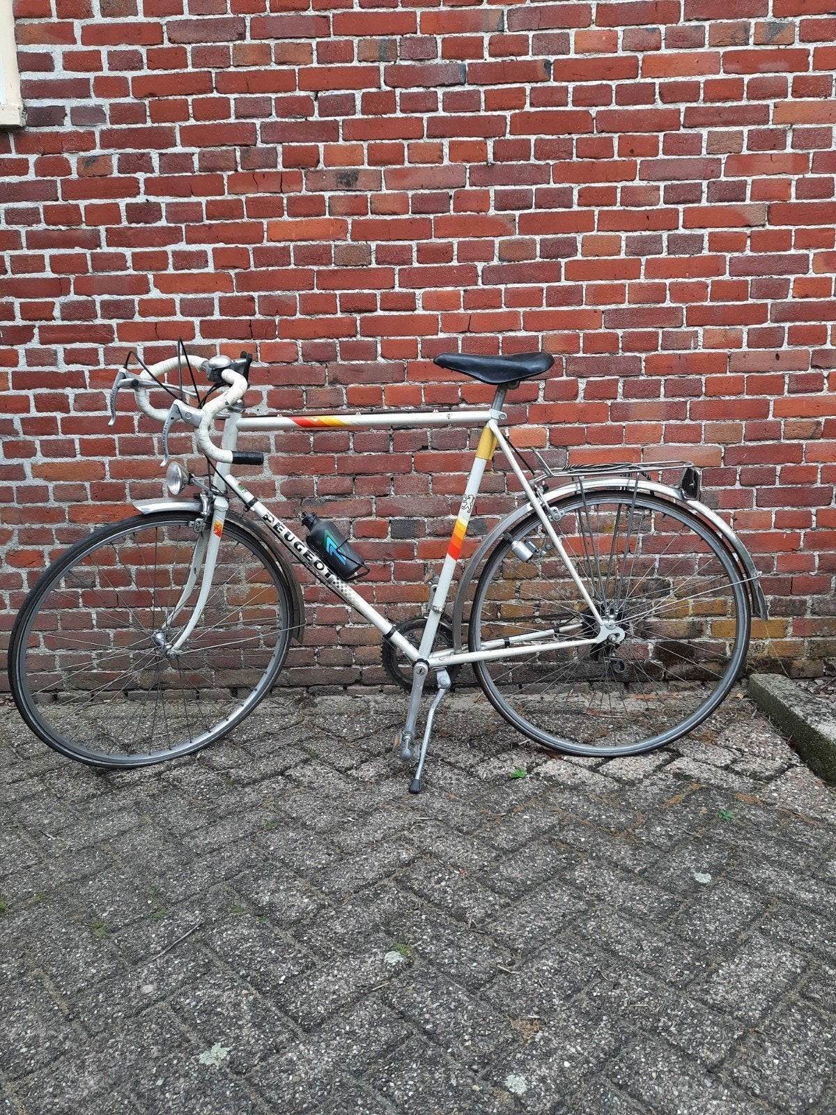 Peugeot racefiets, vintage, wit met kleuraccenten, Overige merken, Gebruikt, Ophalen of Verzenden, 10 tot 15 versnellingen
