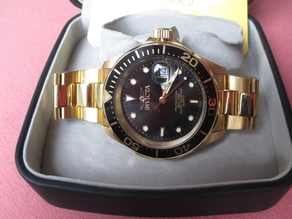 NIEUW,INVICTA 9311 PRODIVER QUARTZ GOUDZWART, Sieraden, Tassen en Uiterlijk, Horloges | Heren, Overige merken, Staal, Polshorloge