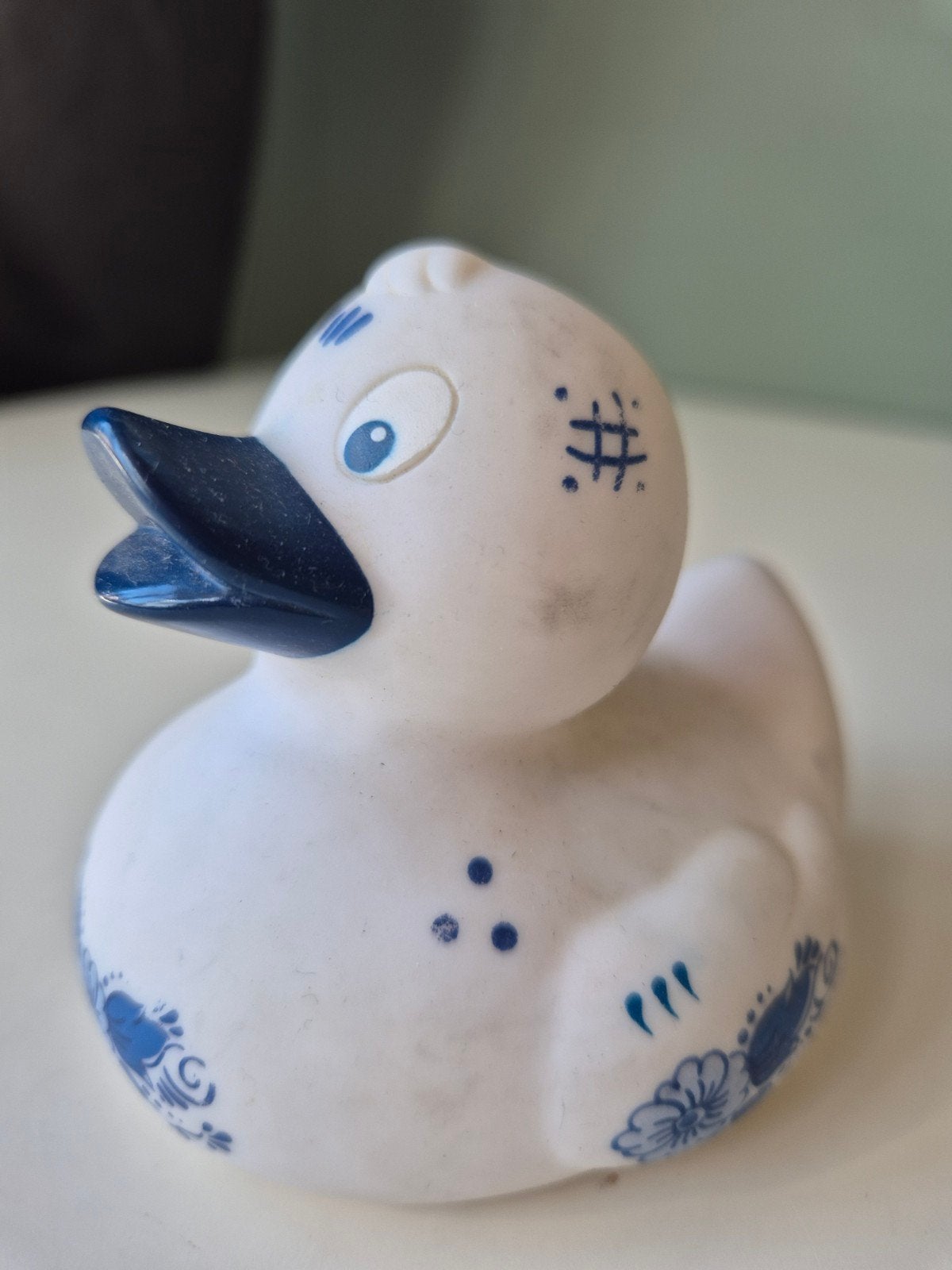 Badeendje Delfts blauw, Ophalen of Verzenden, Gebruikt, Badeend, Met geluid