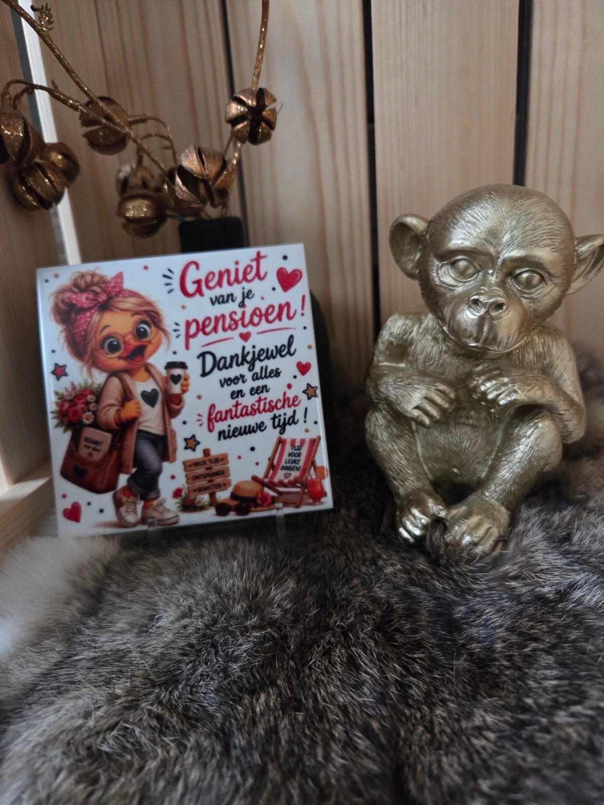Tegeltje met tekst: Geniet van je pensioen!, Antiek en Kunst, Antiek | Wandborden en Tegels, Verzenden