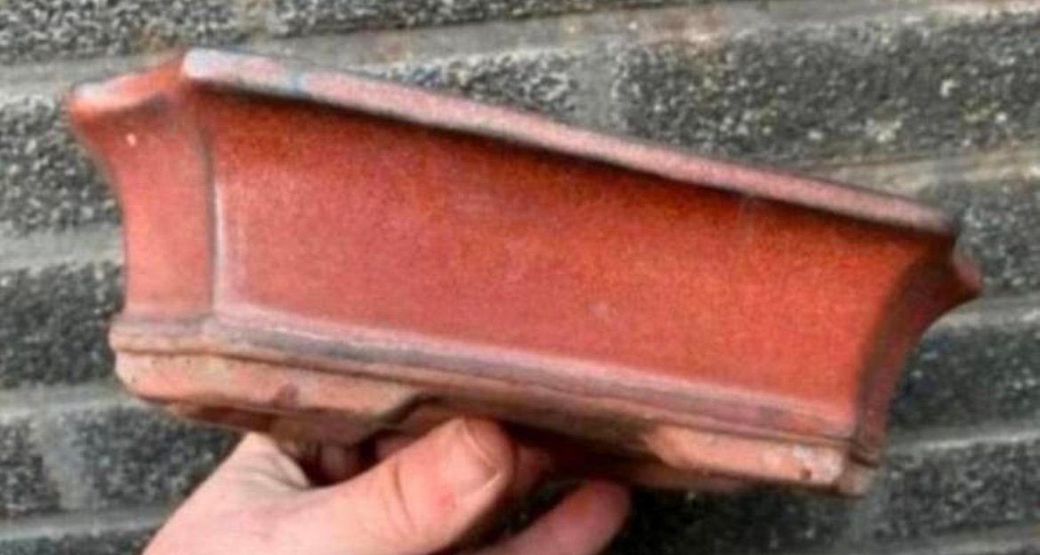 Bonsai schaal rood-bruin geglazuurd aardewerk 20x15,1x5,6, Nieuw, Ophalen of Verzenden, Aardewerk, Rechthoekig