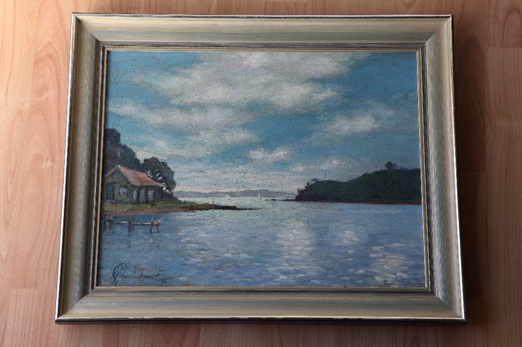 Mooi Olieverf Schilderij Zeezicht, Antiek en Kunst, Ophalen of Verzenden, Landschap, Olieverf, Klassiek