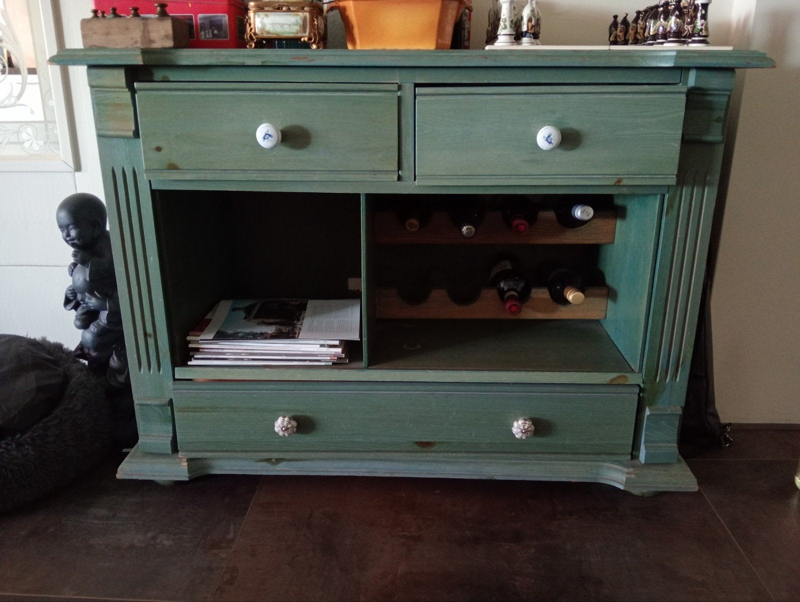 Groen kastje, Huis en Inrichting, Kasten | Dressoirs, Ophalen, Gebruikt, 25 tot 50 cm, 50 tot 100 cm