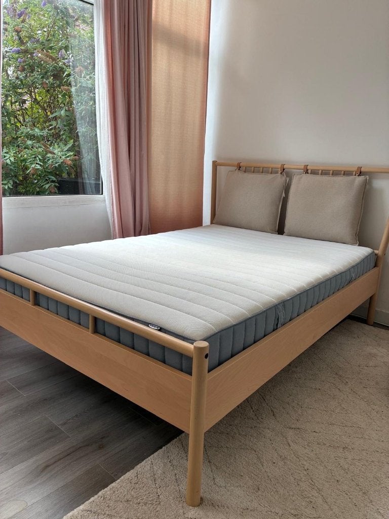 BJÖRKSNÄS Bedframe, berken/berkenfineer, Ophalen, Bruin, Zweeds, Tweepersoons