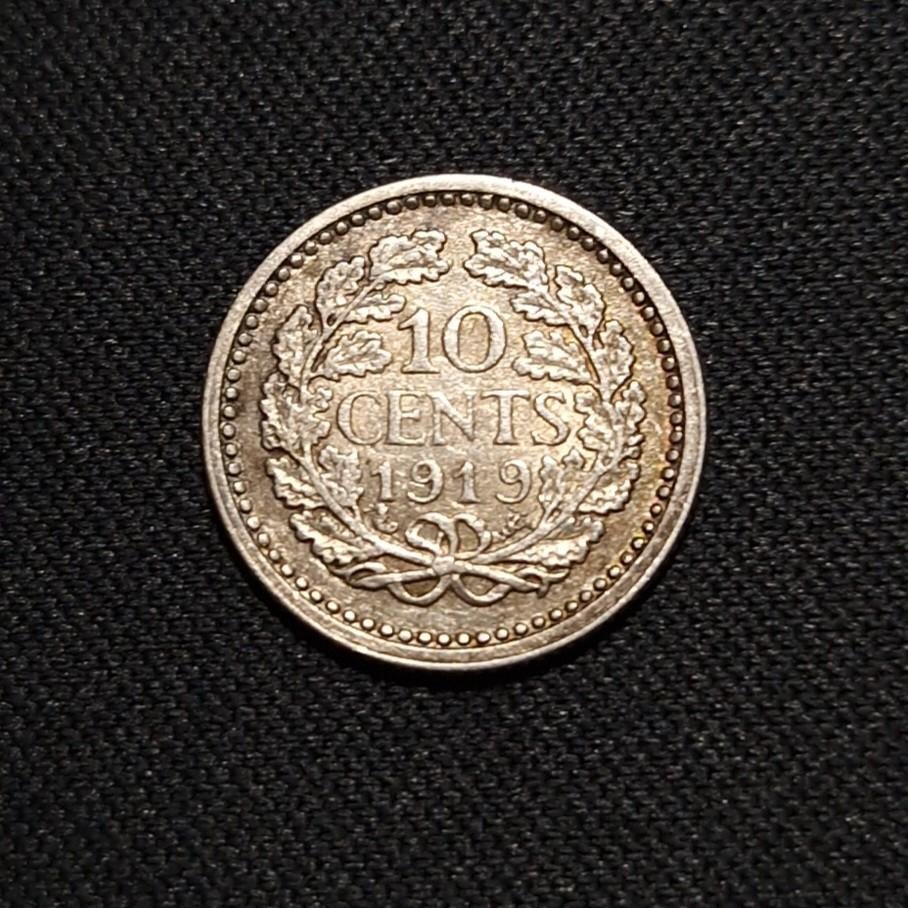 10 cent 1919, Postzegels en Munten, Munten | Nederland, Verzenden, Zilver, 10 cent, Koningin Wilhelmina