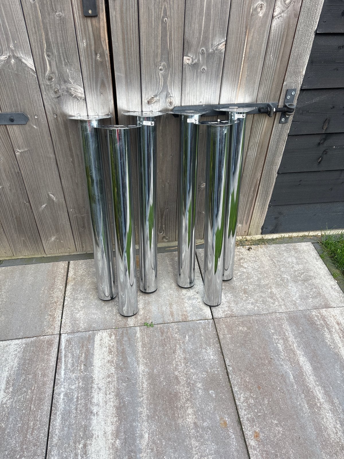 6x Verstelbare chromen tafelpoot - 70 cm, Ophalen, Tafelpoot, Minder dan 50 cm, Gebruikt