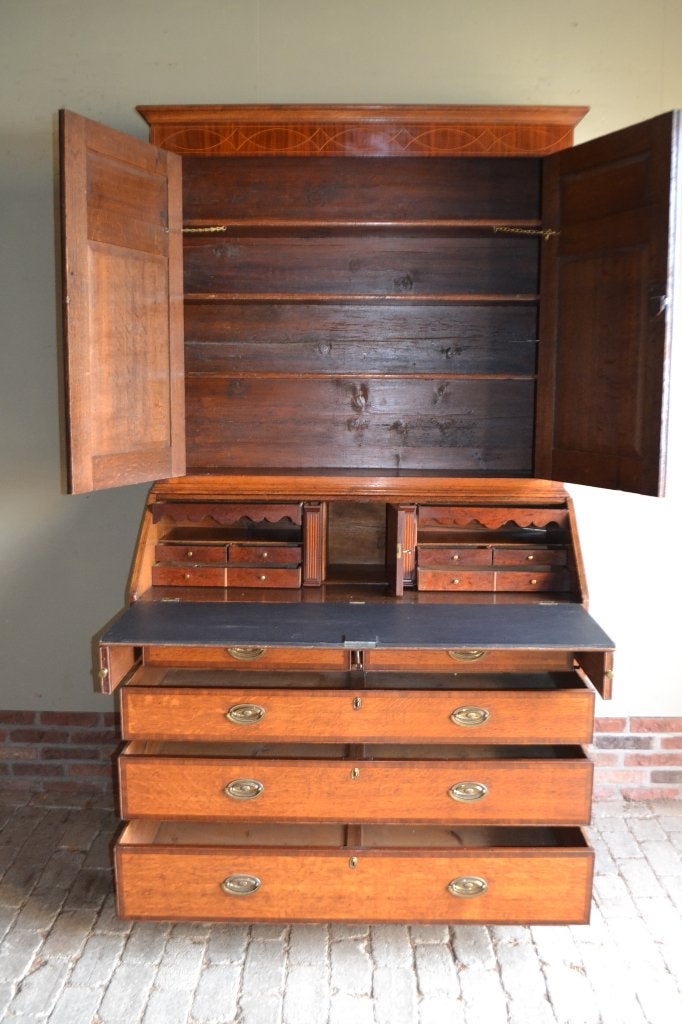 Prachtig antiek eiken houten topbureau, secretaire, buro., Antiek en Kunst, Verzenden