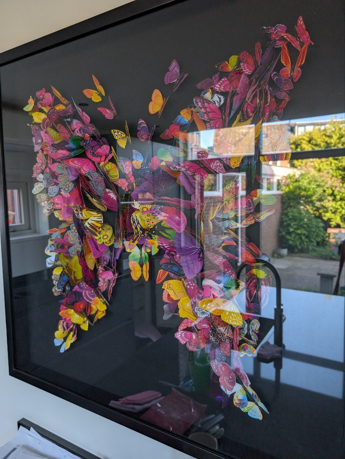3D Vlinderschilderij 90x90 cm - Kleurrijk & Uniek, Ophalen