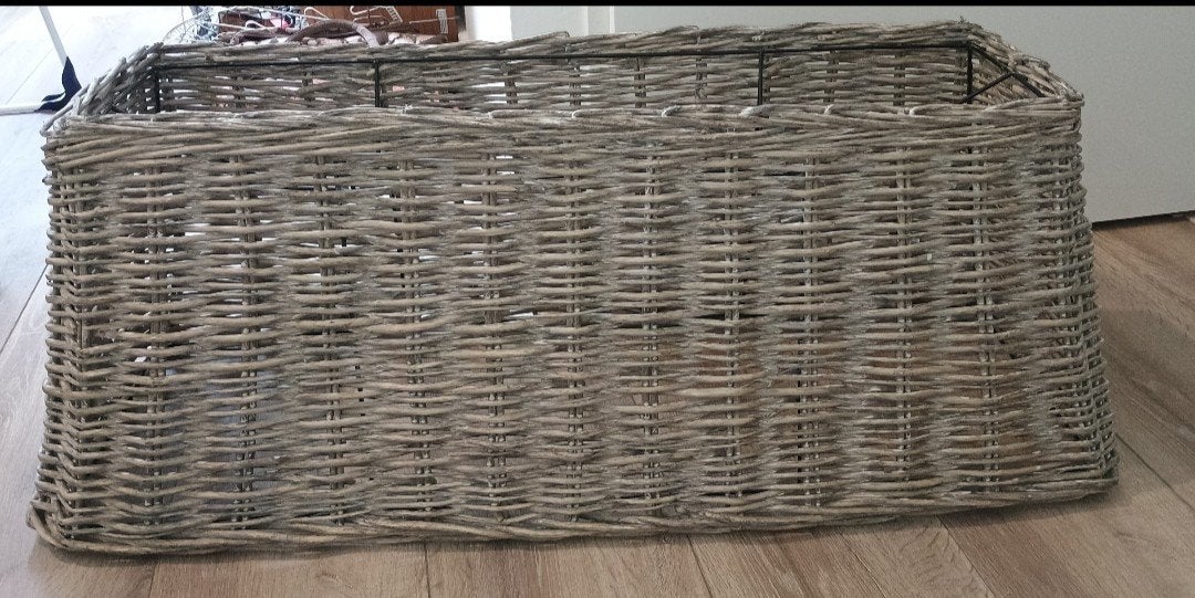 Rieten lampenkap met metalen frame, Ophalen, Gebruikt, Overige kleuren, 25 tot 50 cm