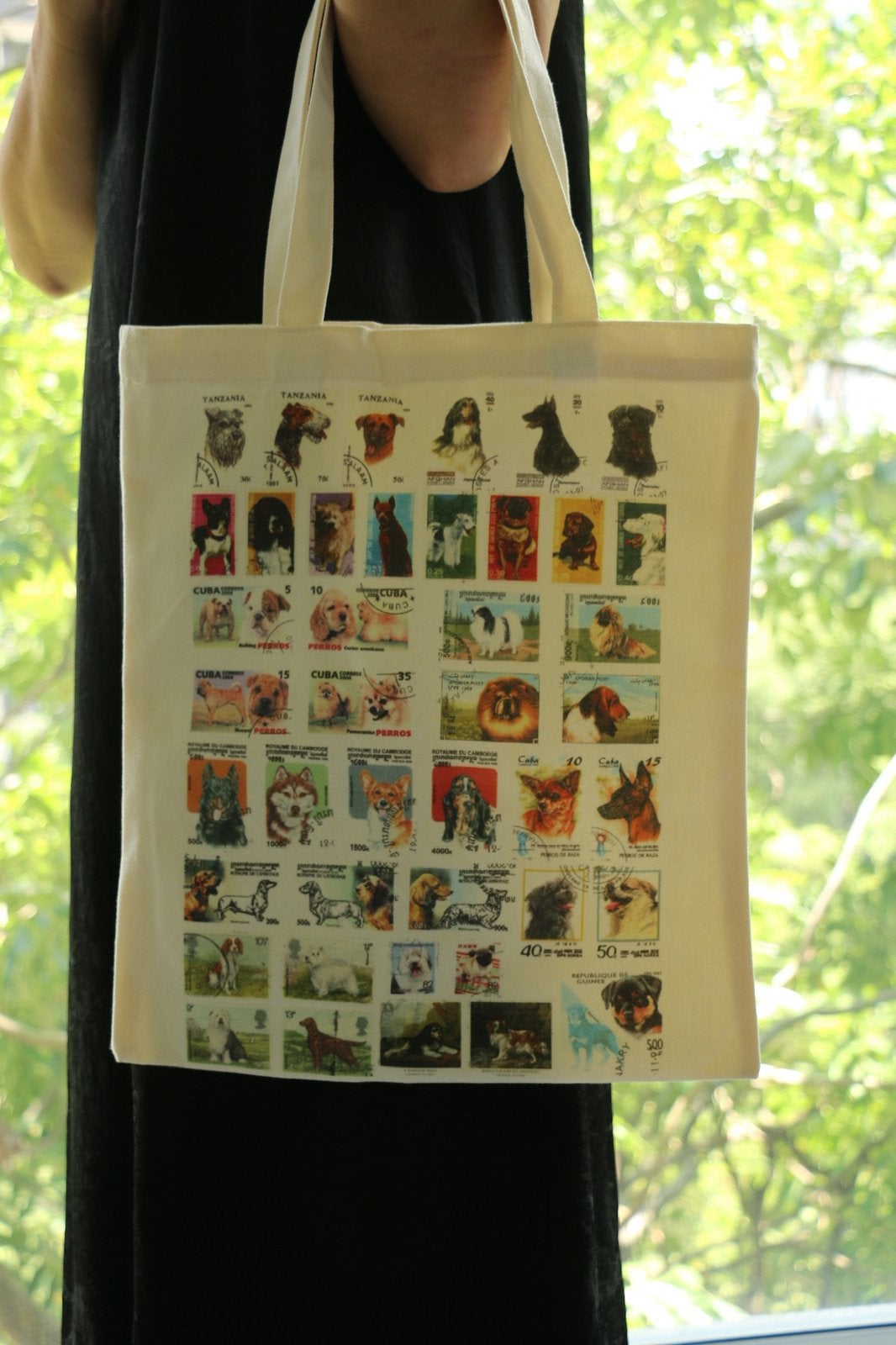Vintage Honden Postzegel Tote Bag - Katoen Canvas, Verzenden, Shopper, Nieuw, Doctor Stamp