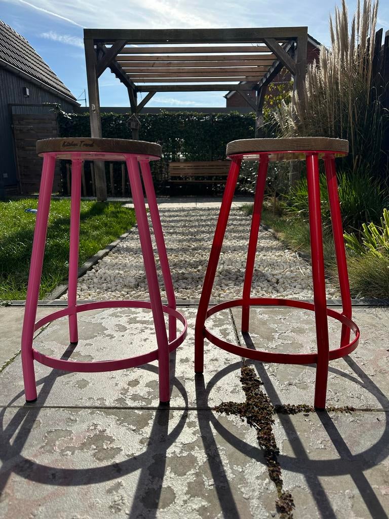 2x Kitchen Trend krukjes laag rood en roze, Ophalen, Gebruikt, Overige materialen